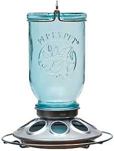 Perky-Pet 784 Wild Bird Feeder, Mason Jar, 1 lb, Vintage Blue, Hanging Mounting, Pack of 2