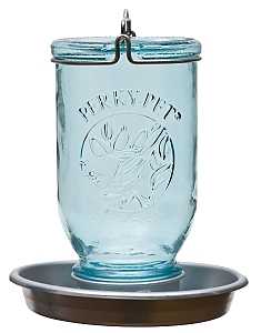 Perky-Pet 783 Wild Bird Waterer, Mason Jar, 32 oz Volume, Glass/Metal, Antique Blue