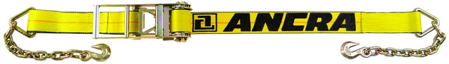 Ancra 500 Series 48987-24 Strap, 3 in W, 27 ft L, Polyester, Yellow, 5400 lb Working Load, Chain Anchor End