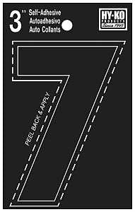 Hy-Ko 30400 Series 30407 Die-Cut Number, Character: 7, 3 in H Character, Black Character, Vinyl, Pack of 10