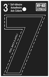 Hy-Ko 30400 Series 30407 Die-Cut Number, Character: 7, 3 in H Character, Black Character, Vinyl, Pack of 10