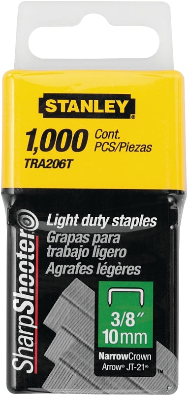 STANLEY TRA206T Staple, 29/64 in W Crown, 3/8 in L Leg, Galvanized, 22 ga