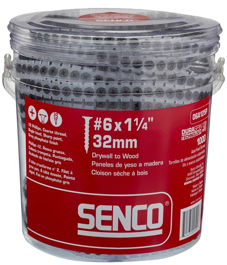 Senco 06A Series 06A125P Screw, #6 Thread, 1-1/4 in L, Bugle Head, #2 Drive, Steel, Phosphate