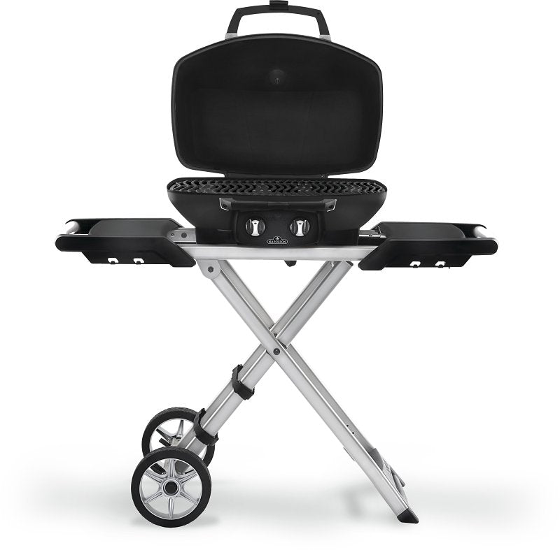 Napoleon TravelQ Pro Series PRO285X-BK Gas Grill with Scissor Cart, 12,000 Btu, Propane, 2-Burner, Black