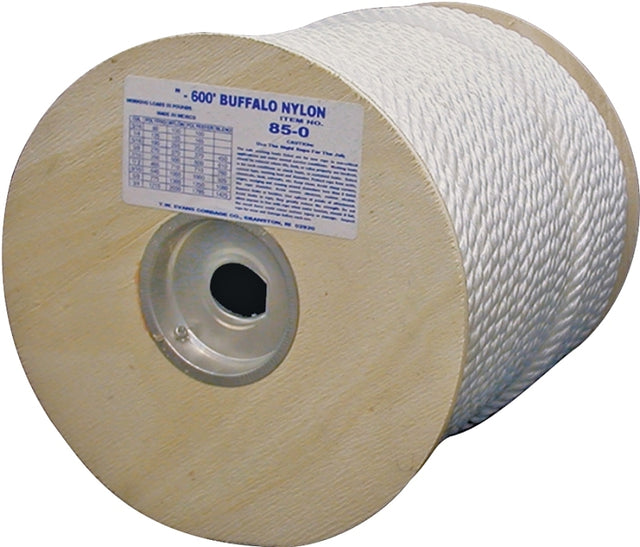 T.W. Evans Cordage 85-074 Rope, 1/2 in Dia, 300 ft L, 704 lb Working Load, Nylon, White