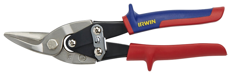 Irwin 2073111 Aviation Snip, 10 in OAL, 1-5/16 in L Cut, Straight Cut, Steel Blade, Double-Dipped Handle, Red Handle