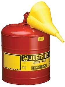 Justrite 7150110 Safety Can, 5 gal, Steel, Red