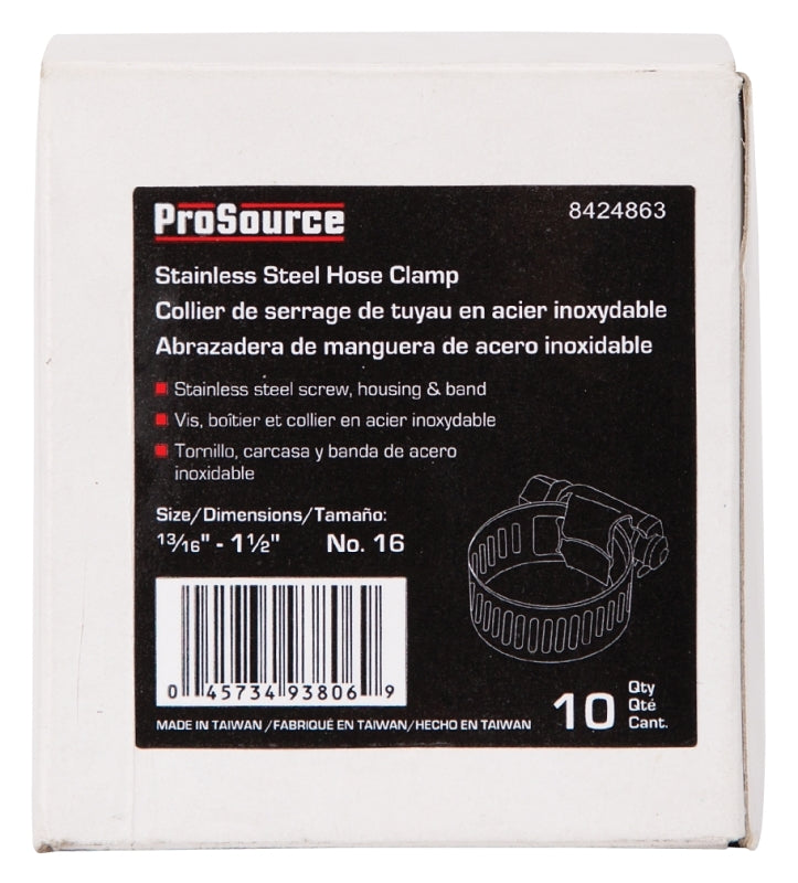 ProSource HCRAN16-3L Interlocked Hose Clamp, Stainless Steel, Stainless Steel, Pack of 10