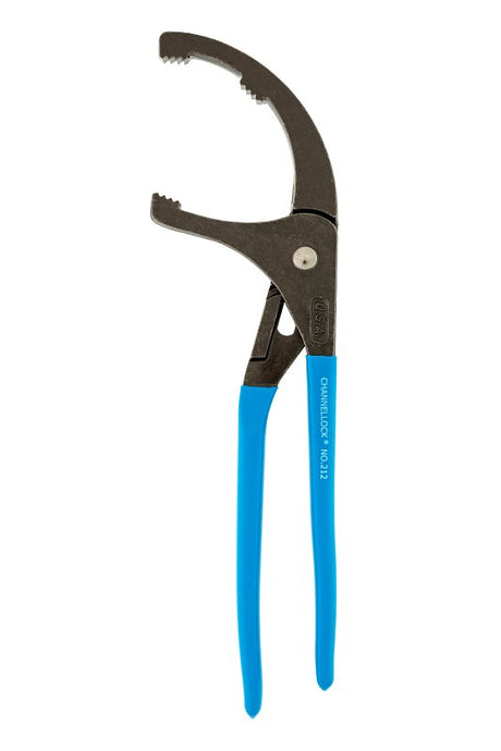 Channellock 212 Oil Filter Plier, 12 in OAL, 4-1/4 in Jaw Opening, Blue Handle, Comfort-Grip Handle, 2-1/2 in L Jaw