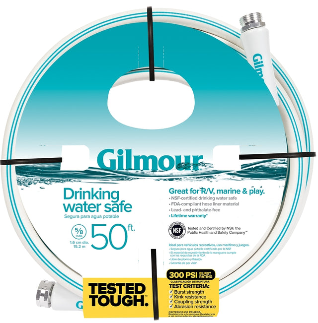 Gilmour 894501-1001 Safe Hose, 5/8 in ID, 50 ft L, White