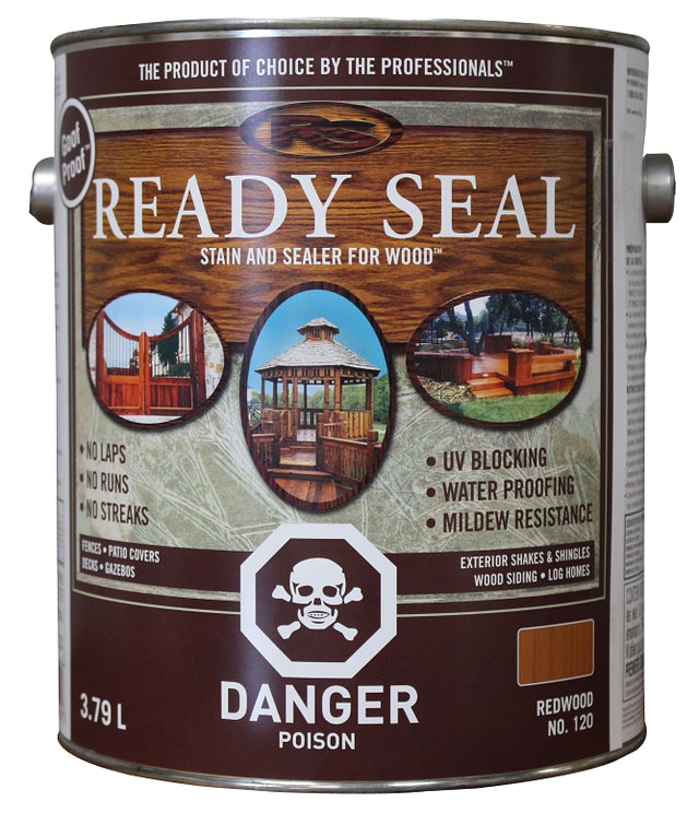 Ready Seal 120C Wood Stain and Sealant, Redwood, 1 gal, Pack of 4