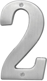 Hy-Ko Prestige Series BR-51SN/2 House Number, Character: 2, 5 in H Character, Nickel Character, Solid Brass, Pack of 3