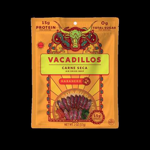 Vacadillos Carne Seca Habanero Beef Strips 2 oz Bagged, Pack of 8