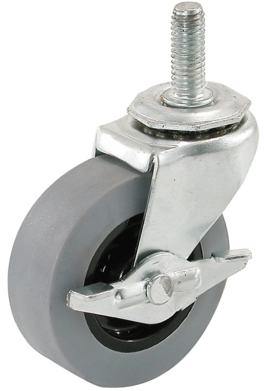 Shepherd Hardware 3264 Swivel Caster with Brake, 2 in Dia Wheel, 0.84 in W Wheel, TPR Wheel, Gray, 80 lb