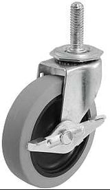 Shepherd Hardware 3266 Swivel Caster with Brake, 3 in Dia Wheel, 0.96 in W Wheel, TPR Wheel, Gray, 110 lb