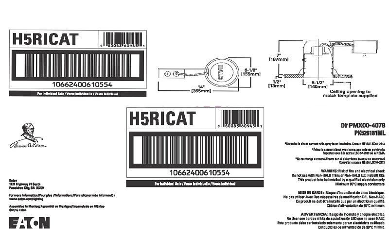 Halo H5RICAT Recessed Housing, 5 in Dia Recessed Can, Aluminum, Pack of 6