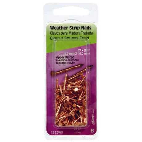 HILLMAN 3/4 in. Weatherstrip Copper Copper Nail Flat Head, Pack of 6