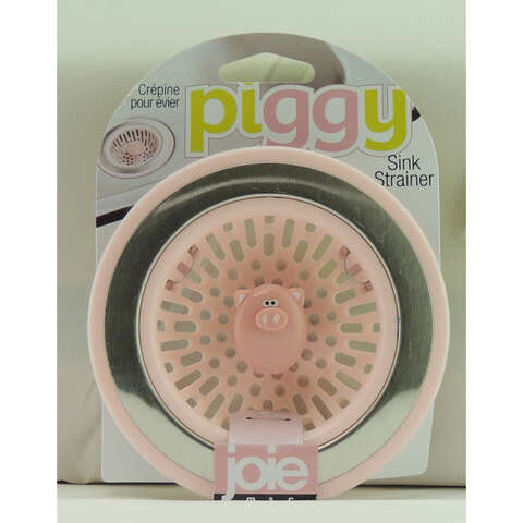 Joie Piggy Pink/Silver Plastic/Stainless Steel Sink Strainer