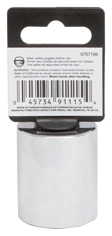 Vulcan MT6534143 Drive Socket, 27 mm Socket, 1/2 in Drive, 12-Point, Chrome Vanadium Steel, Chrome