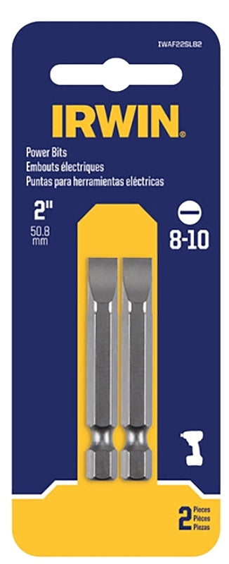 Irwin IWAF22SL82 Power Bit, #8-10 Drive, Slotted Drive, 1/4 in Shank, Hex Shank, 1-15/16 in L, Steel