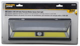PowerZone 12452 Solar Powered Motion Sensor Wall Light, Lithium Battery, 1-Lamp, COB LED Lamp, ABS/PS Fixture, Black