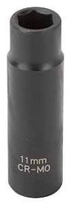 Vulcan MT6580141 Deep Impact Socket, 11 mm Socket, 3/8 in Drive, Deep Drive, 6-Point, Chrome Molybdenum Steel