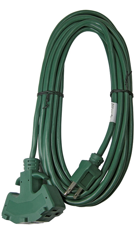 PowerZone OR605627 Extension Cord, 16 AWG Cable, 35 ft L, 125 V, Green