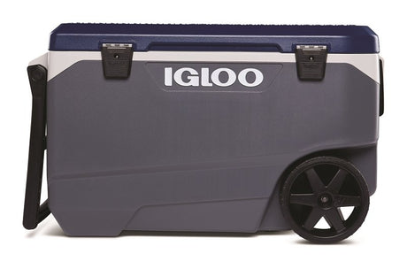 Igloo Maxcold Latitude Series 34547 Roller Cool Box, 90 qt Cooler, Polyethylene, Aegean Sea/Carbonite