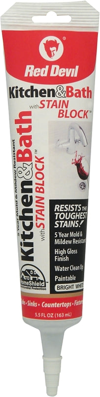 Red Devil 0755 Sealant, White, -20 to 180 deg F, 5.5 oz Tube