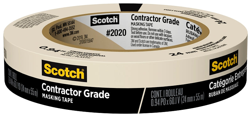 Scotch 2020-24U-F Masking Tape, 55 m L, 24 mm W, Tan