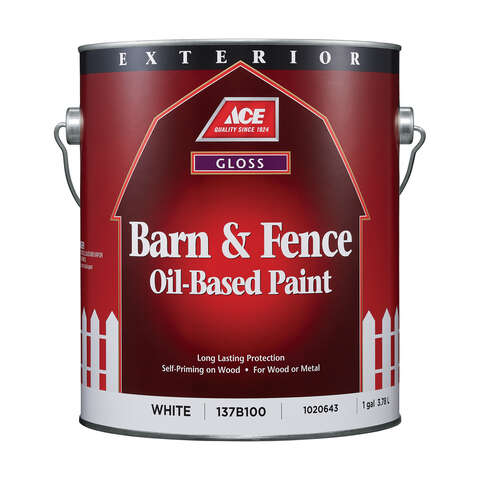 Ace Gloss White Oil-Based Barn and Fence Paint Exterior 1 gal, Pack of 4