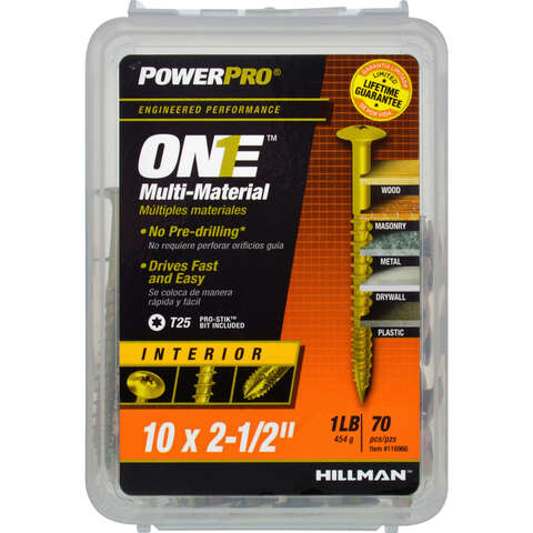 HILLMAN PowerPro One No. 10 X 2-1/2 in. L Star Wafer Head Coarse Multi-Material Screw