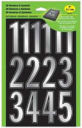 Hy-Ko MM-32N Prism Number Set, 2 in H Character, Silver Character, Vinyl, Pack of 5