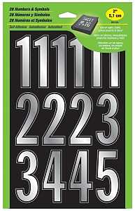 Hy-Ko MM-32N Prism Number Set, 2 in H Character, Silver Character, Vinyl, Pack of 5