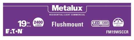 Metalux FM CCT Series FM19WSCCR Flush Mount Fixture, 120 V, 31.9 W, LED Lamp, 2500 Lumens