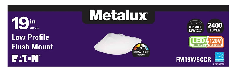 Metalux FM CCT Series FM19WSCCR Flush Mount Fixture, 120 V, 31.9 W, LED Lamp, 2500 Lumens