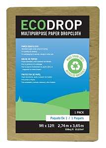 Trimaco ECODROP 02101 Drop Cloth, 12 ft L, 9 ft W, Paper, Tan