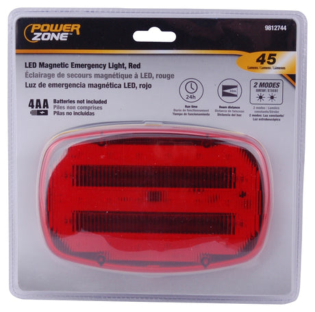 PowerZone 35706 LED Magnetic Emergency Light, Red Reflector, ABS Reflector, 6-1/4 in W Reflector, 4 in H Reflector