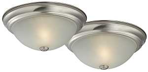 Boston Harbor F51WH02-1006-BN Flush Mount Ceiling Fixture, 120 V, 60 W, A19 or CFL Lamp, Brushed Nickel Fixture, Pack of 2