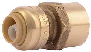 SharkBite U070LFA Pipe Connector, 3/8 x 1/2 in, FNPT, Brass, 200 psi Pressure