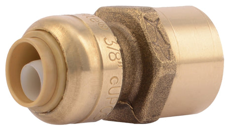 SharkBite U070LFA Pipe Connector, 3/8 x 1/2 in, FNPT, Brass, 200 psi Pressure