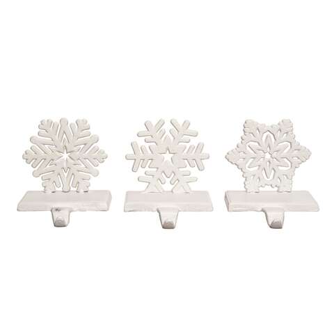 Transpac White Snowflake Stocking Holder 4.72 in., Pack of 12