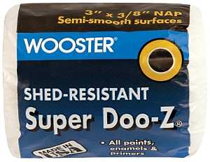 Wooster R205-3 Roller Cover, 3/8 in Thick Nap, 3 in L, Fabric Cover, White