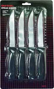 Chef Craft 20979 Steak Knife Set, 4-1/2 in L Blade, Stainless Steel Blade, ABS Handle