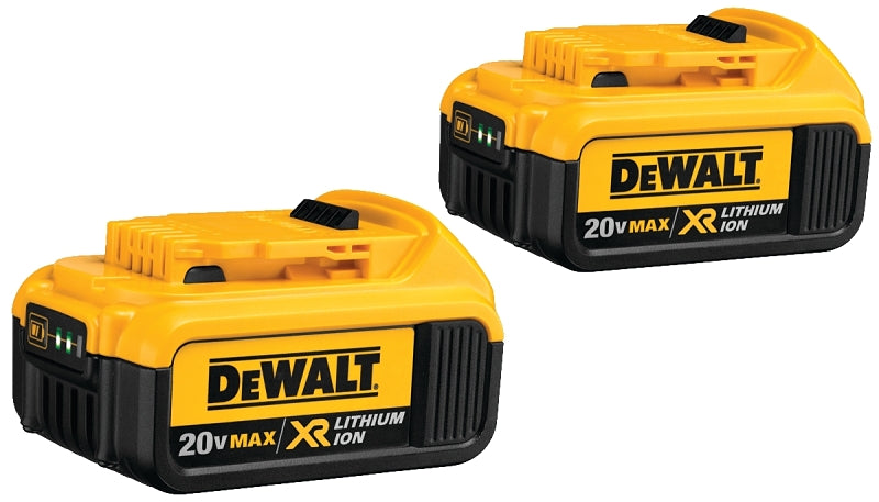DEWALT 20V MAX Series DCB204-2 Rechargeable Battery Pack, 20 V Battery, 4 Ah, 60 min Charging