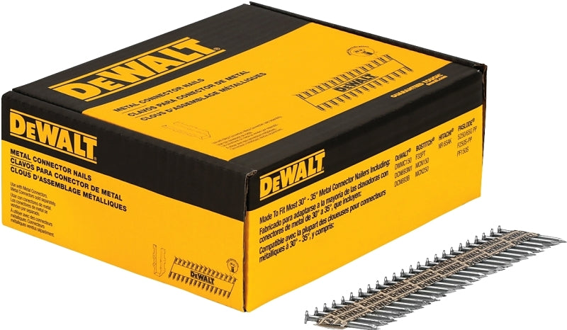 DeWALT DMC14825HDG.5M Metal Connector Nail, 2-1/2 in L, 10 ga Gauge, Galvanized, Round Head, Smooth Shank