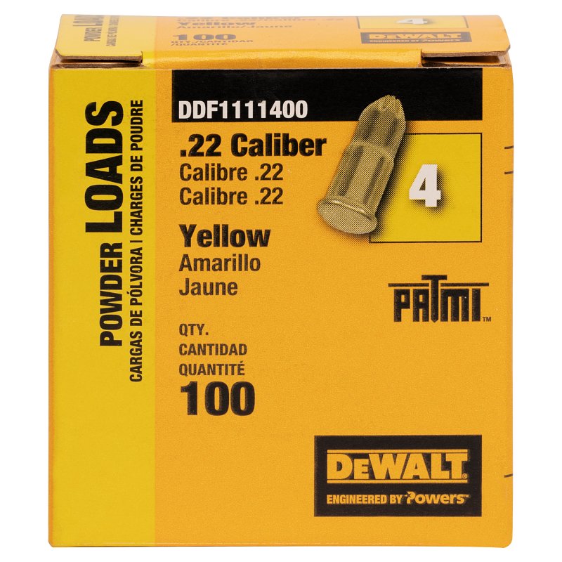DEWALT DDF1111400 Powder Actuated Load, 0.22 Caliber, Power Level: 2, Pack of 12