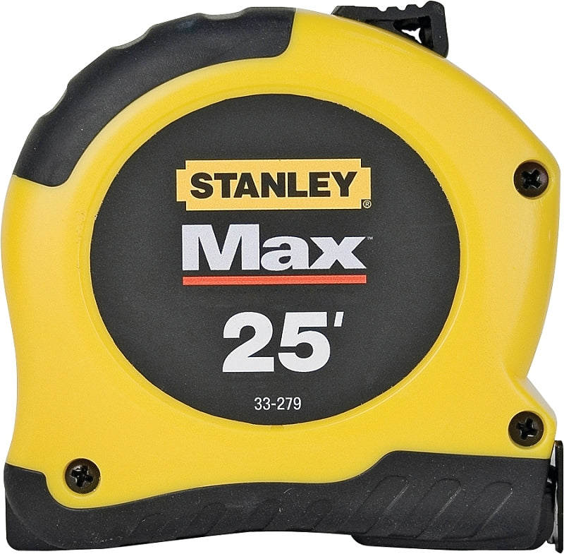 STANLEY 33-279 Tape Measure, 25 ft L Blade, 1-1/8 in W Blade, Steel Blade, ABS Case, Black/Yellow Case