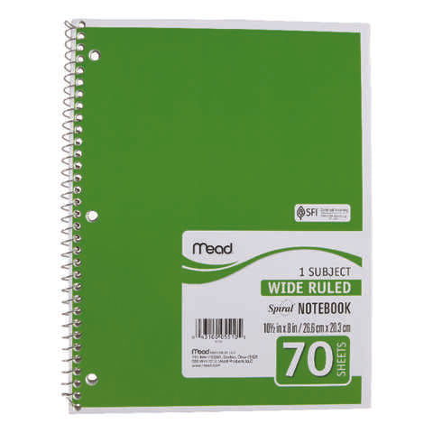 Mead 8 in. W X 10-1/2 in. L Wide Ruled Spiral Assorted Notebook, Pack of 24