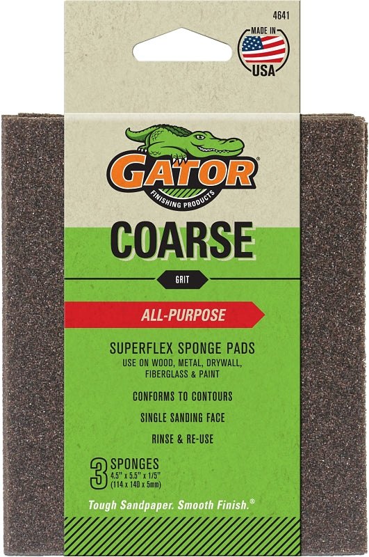 Gator 4641 Sanding Pad, 5-1/2 in L, 4-1/2 in W, 60 Grit, Coarse, Aluminum Oxide Abrasive